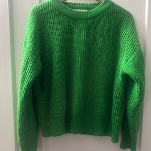 Zara Vibrant Green Crew Neck Sweater